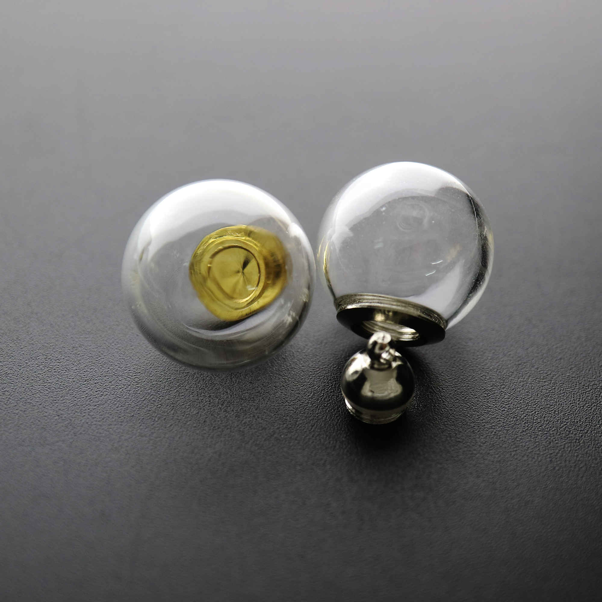 5Pcs 16-25MM Round Glass Dome Globe with 6MM Opening Silver Gold Plated Screw Cap for Perfume Liquid DIY Wish Vial Charm Supplies 1800515 - Click Image to Close